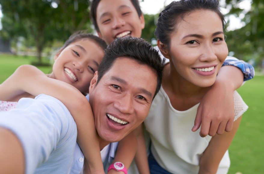 Happy family outdoors